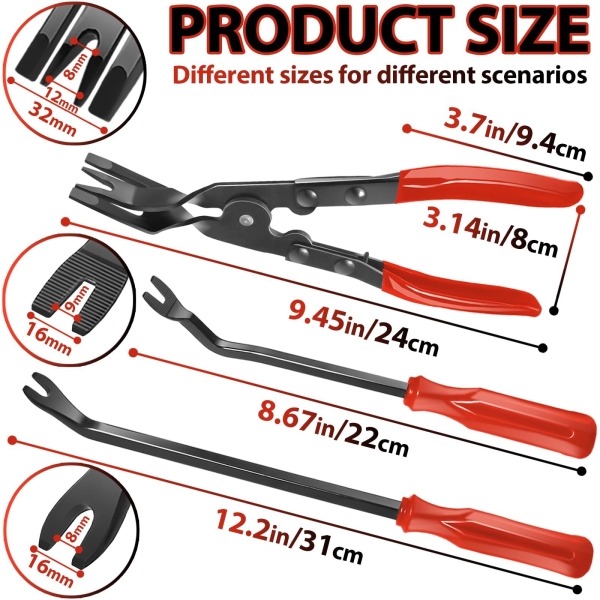 Keze 3 Pcs Auto Clip Pliers Set and Fastener Remover,Car Trim Rivet Removal Pry Tool Repair Kit with Storage Bag for Automotive Door Panel,Upholstery,Dashboard,Plastic Fasteners - Image 8
