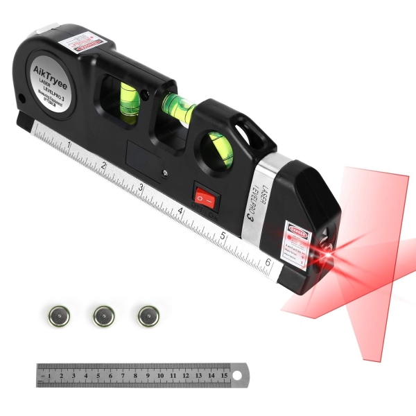 Laser Level Line Tool, Multipurpose Laser Level Kit Standard Cross Line Laser leveler Beam Tool with Metric Rulers 8ft/2.5M for Picture Hanging cabinets Tile Walls by AikTryee. - Image 2