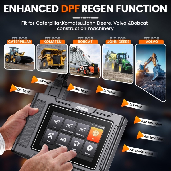 ANCEL HD3600 Heavy Equipment Diagnostic Tool with DPF Regen, Full System Heavy Duty Truck Scanner Machinery Scan Tool Diesel Code Reader Fit for Cummins, Caterpillar, John Deere, Komatsu, Yanmar&Case - Image 9