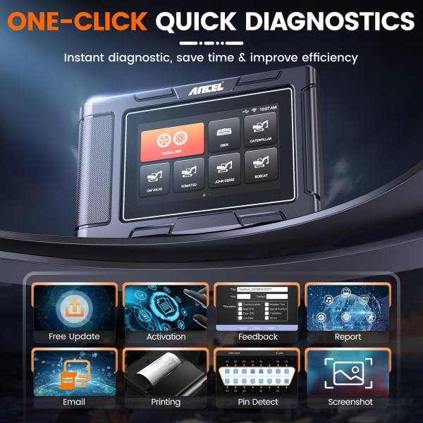 ANCEL HD3600 Heavy Equipment Diagnostic Tool with DPF Regen, Full System Heavy Duty Truck Scanner Machinery Scan Tool Diesel Code Reader Fit for Cummins, Caterpillar, John Deere, Komatsu, Yanmar&Case - Image 5