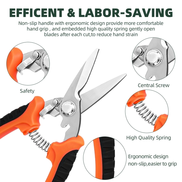 EWPJDK 3-Pack Stainless Steel Pruning Shears, Pruning Snips and Clippers for Gardening - Image 7