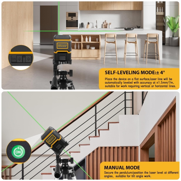 ASOBRIS Laser-Level-with-Tripod, Green Cross Line Laser with Tripod Self-Leveling, Lazer Leveler Tool for Picture Hanging Construction Floor Tile Wall Home Renovation, Indoor Project, Battery Included - Image 6