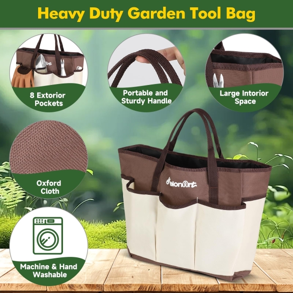 MelonArt Garden Tool Set,10 Pcs Heavy Duty Gardening Hand Tool Kit for Women Aluminum with Non Slip Ergonomic Handle, Storage Tote Bag and Gardening Gloves, Ideal Gifts for Women and Men - Image 3