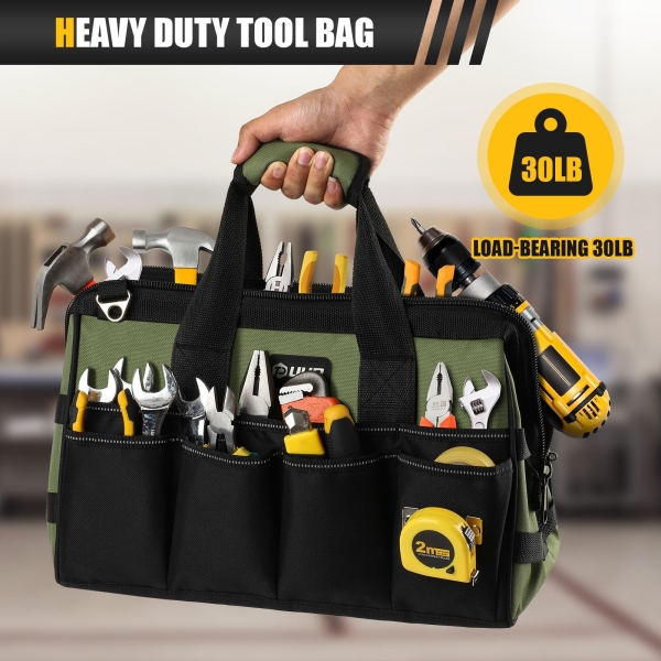 UUP Heavy Duty Tool Bag 15-Inch, 16-Pocket Portable Empty Tool Box Organizer Storage, Toolbox Organization, Soft Handle Carrying Toolbag with Large Zipper, Father Day Dad Men Mechanic Birthday Gift - Image 5