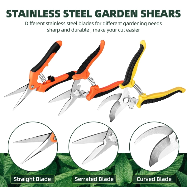EWPJDK 3-Pack Stainless Steel Pruning Shears, Pruning Snips and Clippers for Gardening - Image 8