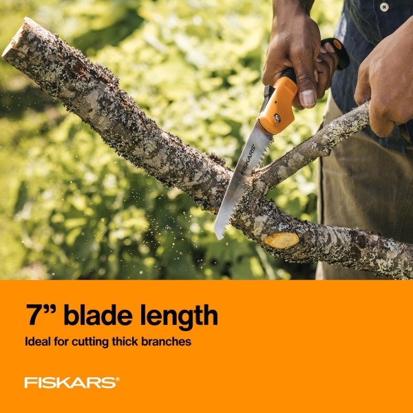Fiskars Folding Hand Saw, 7" Pruning Saw with Power Tooth Blade with Triple Ground Teeth that Powers Through Wood Faster, Soft Grip Handle - Image 7