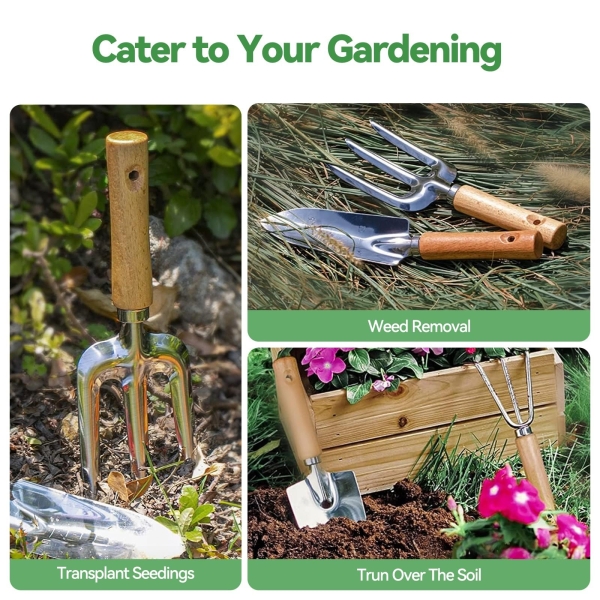 Grenebo Gardening Tools 9-Piece Heavy Duty Gardening Hand Tools with Fashion and Durable Garden Tools Organizer Handbag,Rust-Proof Garden Tool Set, Ideal Gardening Gifts for Women - Image 5