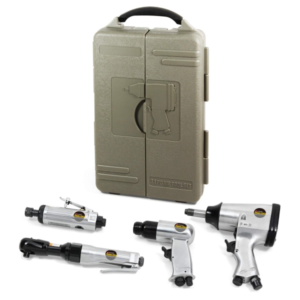 Tradespro Air Tool and Accessories Kit, 71 Piece, Impact Wrench, Air Ratchet, Die Grinder, Aire Hammer, Hose Fittings, Storage Case - 836668 - Image 4