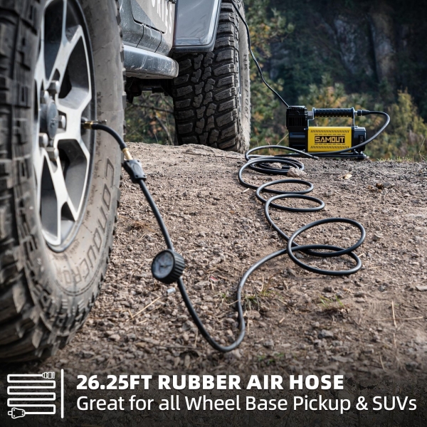 SMAOUT 12V Air Compressor, Portable Inflator 7.06 CFM, Air Pump Max 150PSI for Heavy-Duty Offroad Tire, 4x4 Vehicle, SUV, RV - Image 3