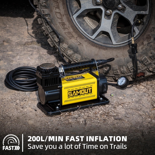 SMAOUT 12V Air Compressor, Portable Inflator 7.06 CFM, Air Pump Max 150PSI for Heavy-Duty Offroad Tire, 4x4 Vehicle, SUV, RV - Image 6