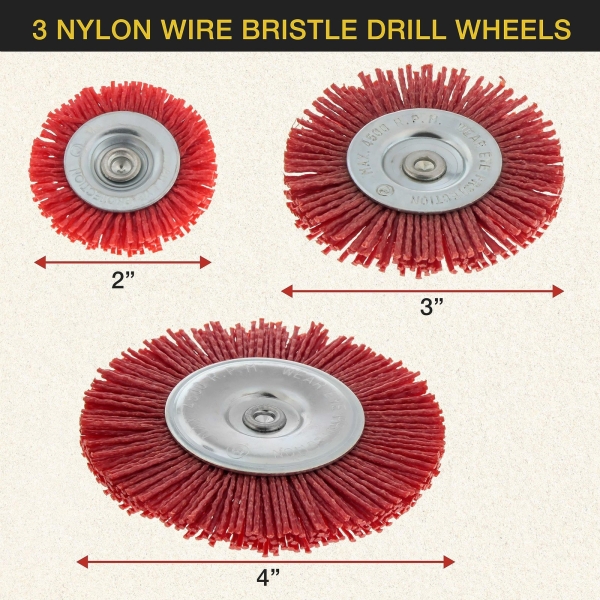 Dura-Gold 6 Piece Abrasive Filament Nylon Wire Bristle Drill Wheel and Cup Brush Set - Coarse Sanding Scuffing, 1/4" Drill Shank - Remove Rust, Corrosion, Paint - Surface Prep Truck Bed Liner Coating - Image 6