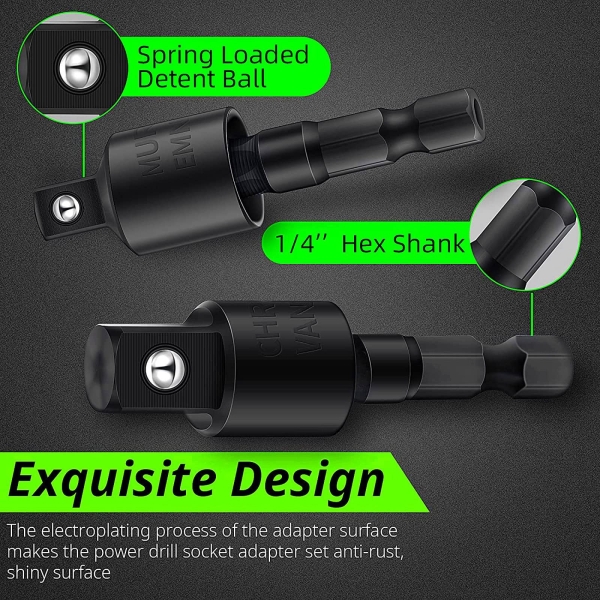 Fruholt Flexible Drill Bit Extension Set with Right Angle Attachment, 360° Rotatable 1/4 3/8 1/2" Impact Grade Socket Adapter Sets for Cordless Drill & Screwdriver, Power Drill & Driver - Image 3