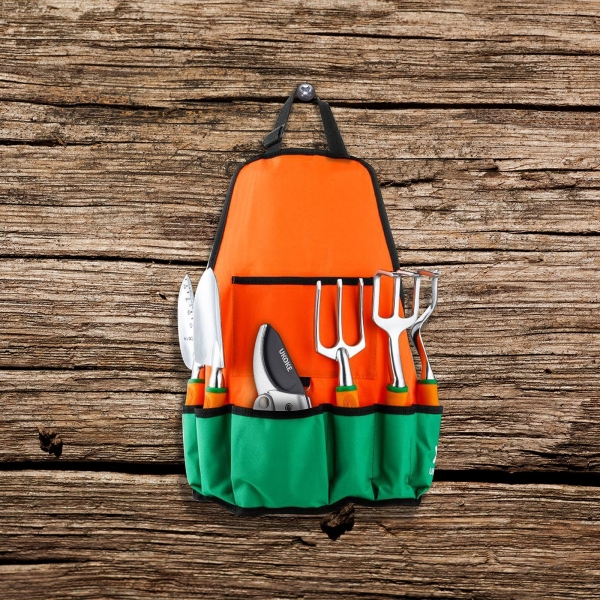 UKOKE Garden Tool Set, 12 Piece Aluminum Hand Tool Kit, Garden Canvas Apron with Storage Pocket, Outdoor Tool, Heavy Duty Gardening Work Set with Ergonomic Handle, Gardening Tools for women men - Image 6
