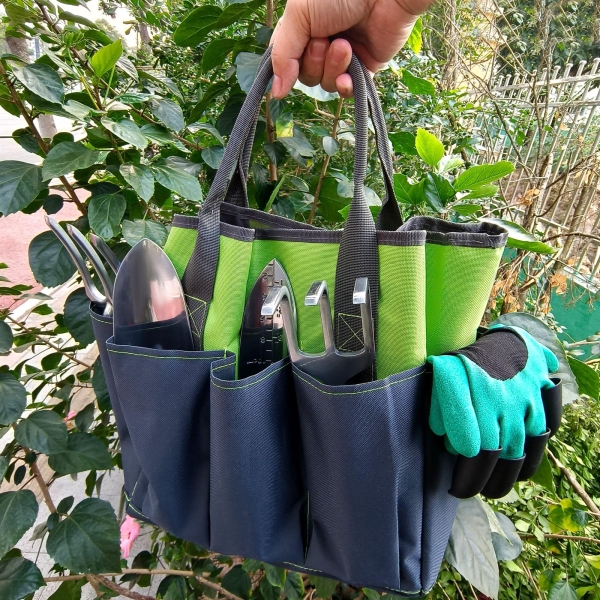 41-Piece Premium Gardening Tool Set, Stainless Steel Heavy Duty Gardening Tool Set, with Non-Slip Rubber Grip, Storage Tote Bag, Outdoor Hand Tools, Ideal Gardening Gifts for Women (Green/Gray) - Image 8